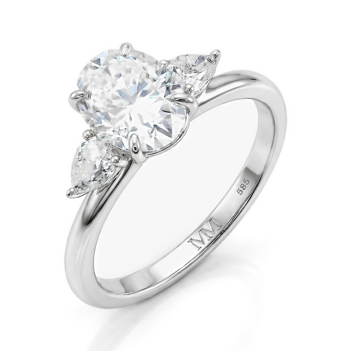 Vivienne - Trilogiforlovelsesring med oval moissanite
