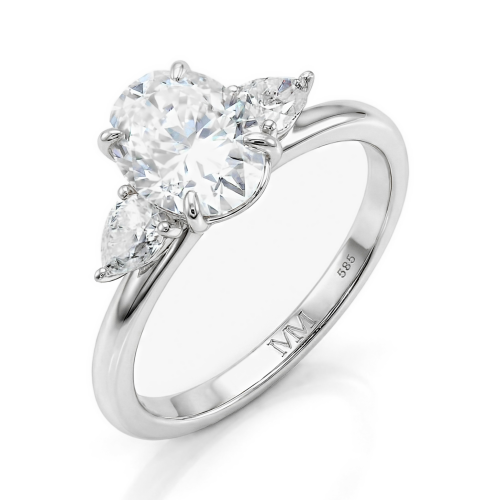 Vivienne - Trilogiforlovelsesring med oval moissanite