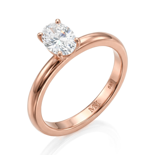 Ovalique - Klassisk solitairering til forlovelse med oval moissanite