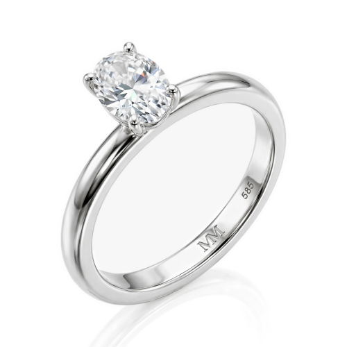 Ovalique - Klassisk solitairering til forlovelse med oval moissanite