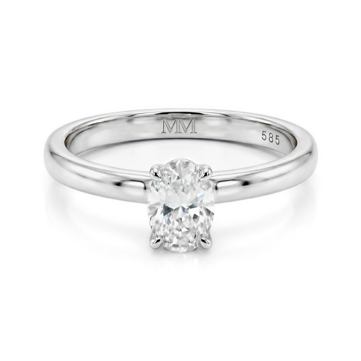 Ovalique - Klassisk solitairering til forlovelse med oval moissanite