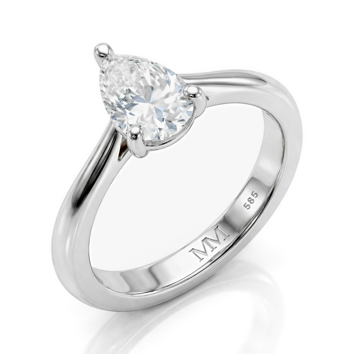 Larissa - Solitairering med dråbeformet moissanite