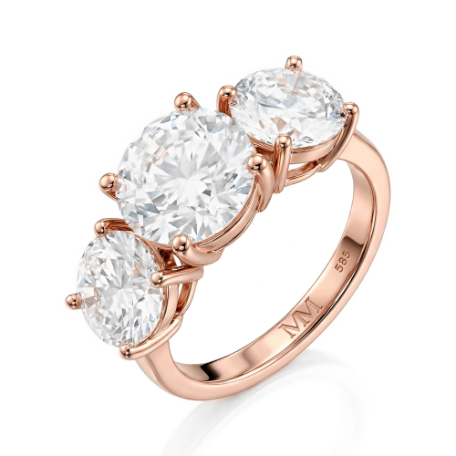 Triadique - Klassisk trestensforlovelsesring med moissanite