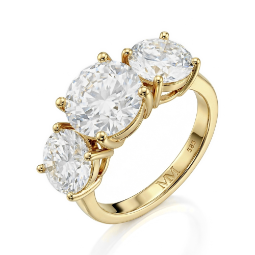 Triadique - Klassisk trestensforlovelsesring med moissanite