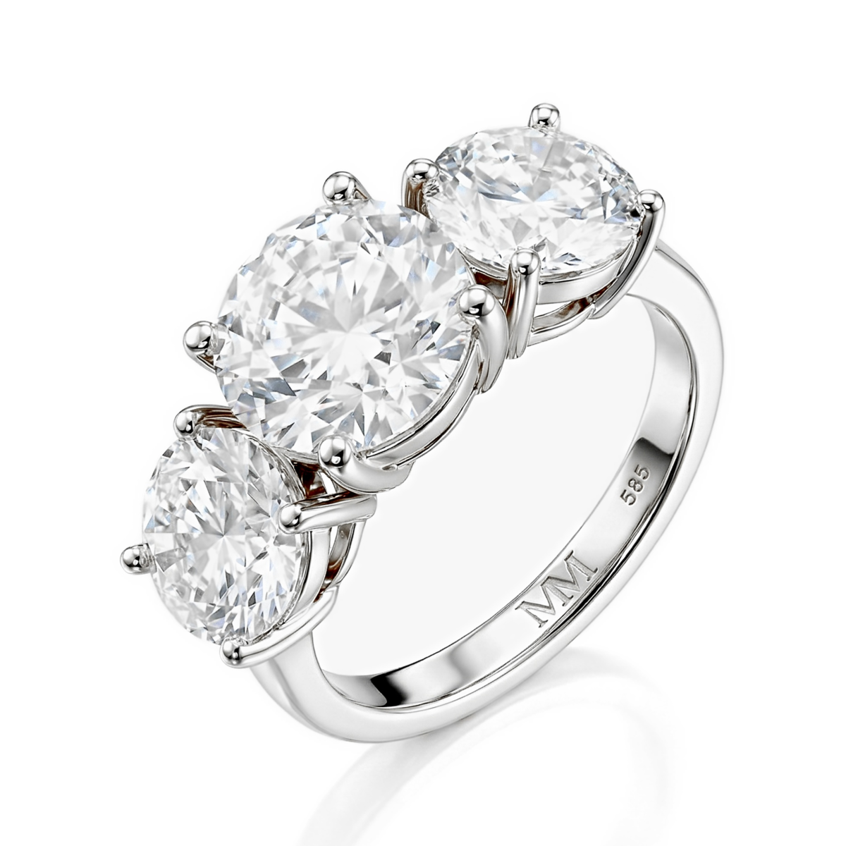 Triadique - Klassisk trestensforlovelsesring med moissanite
