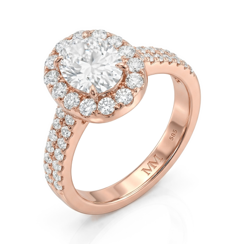 Ovalea - Ring med moissanite i oval slibning og halopavédesign
