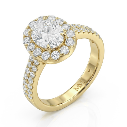Ovalea - Ring med moissanite i oval slibning og halopavédesign