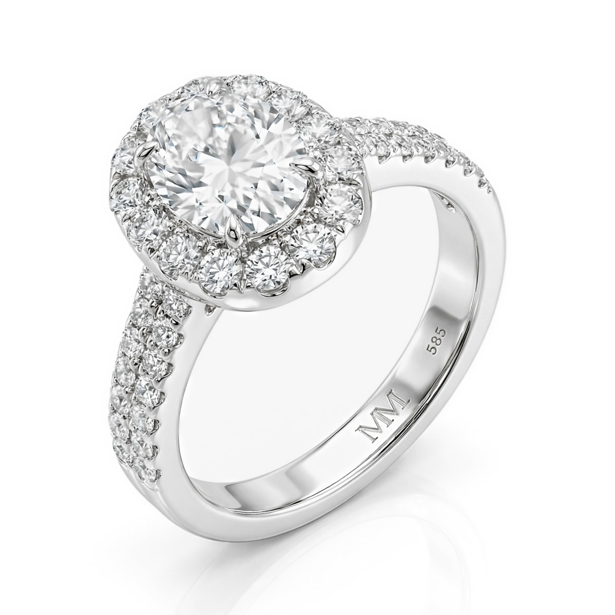 Ovalea - Ring med moissanite i oval slibning og halopavédesign