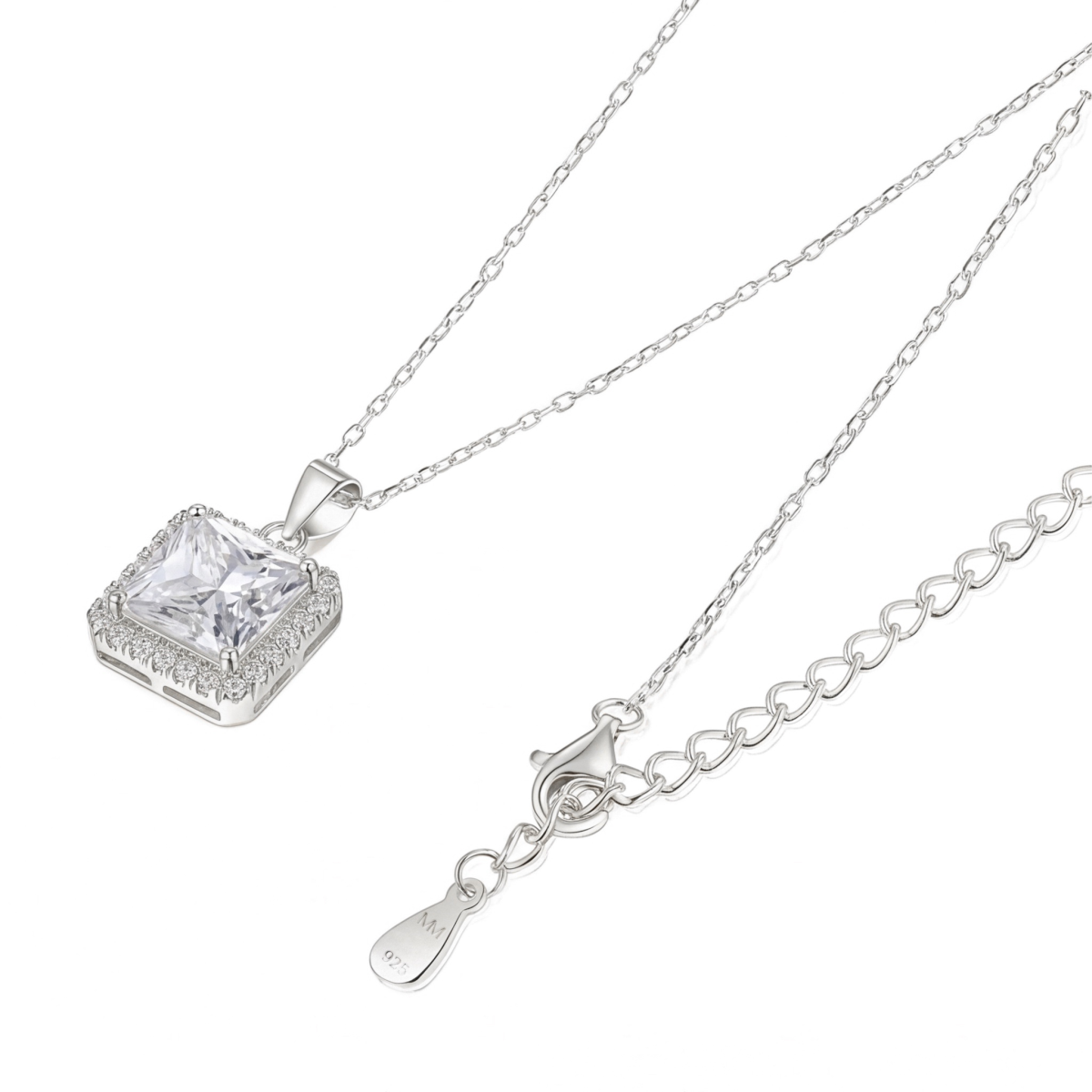 Radiance - Vedhæng med prinsesseslebet moissanite og halo