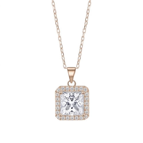 Radiance - Vedhæng med prinsesseslebet moissanite og halo