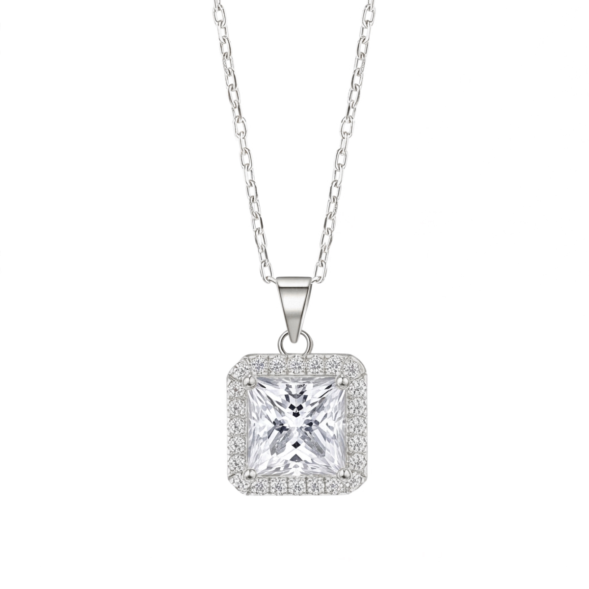 Radiance - Vedhæng med prinsesseslebet moissanite og halo