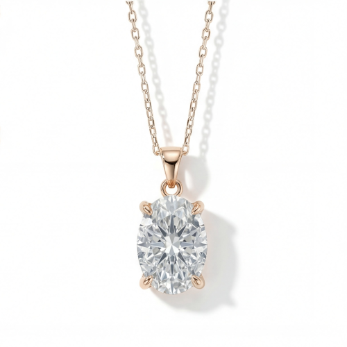 Ovaluxe - Ovalt vedhæng med moissanite og elegant design med fire grabber
