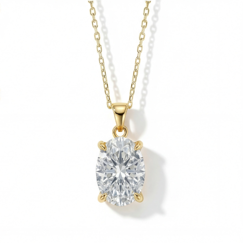 Ovaluxe - Ovalt vedhæng med moissanite og elegant design med fire grabber