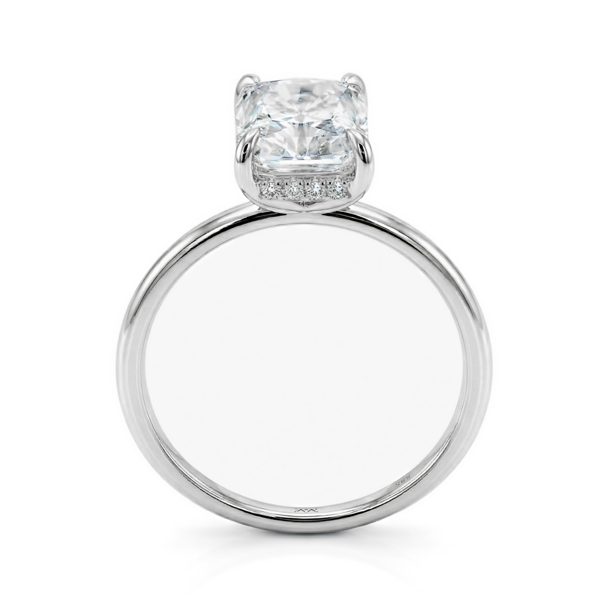 Mirabelle - Solitairering med radiantsleben moissanite, kurvefatning og skjult halo