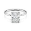 Mirabelle - Solitairering med radiantsleben moissanite, kurvefatning og skjult halo