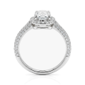 Plushette - Forlovelsesring med moissanite i aflang cushionslibning, halo og mikropavéringskinne