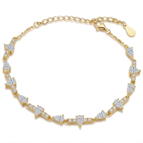 Perlette - Armbånd med moissanite i dråbeformet slibning og elegant symmetri