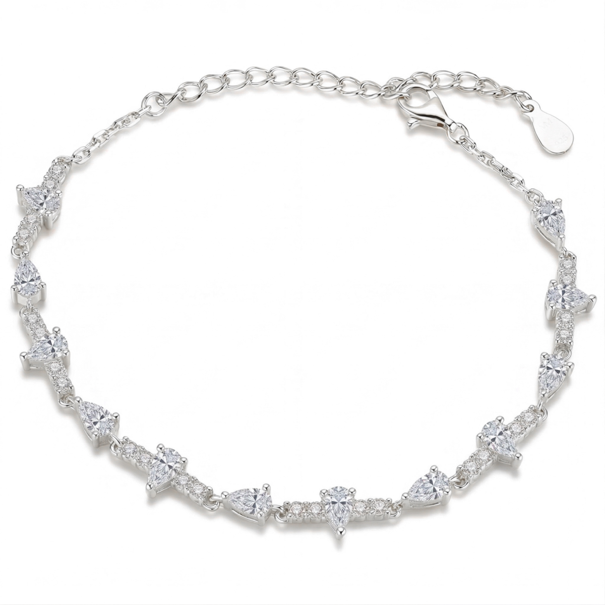 Perlette - Armbånd med moissanite i dråbeformet slibning og elegant symmetri