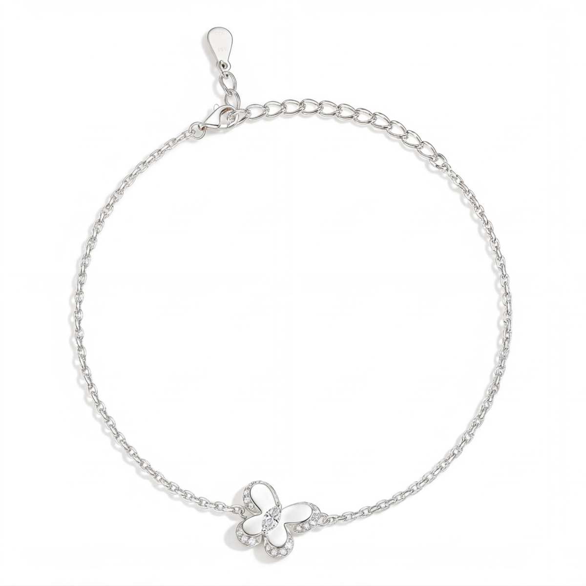 Bloomique - Charmarmbånd med moissanite, blomstermotiv og funklende accenter