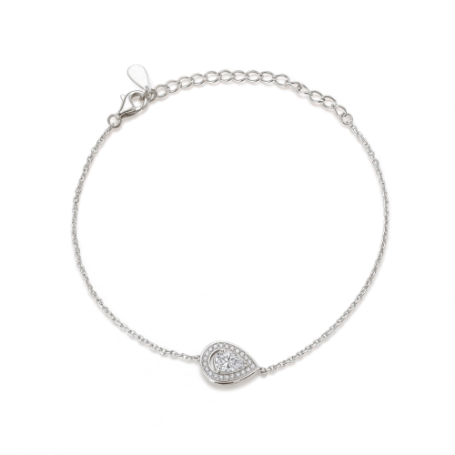 Peraise - Armbånd med moissanite i dråbeformet slibning, halo og ledkæde