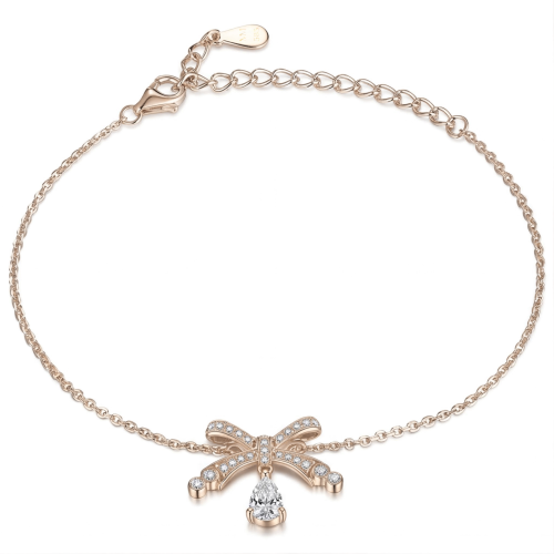 Pearlette - Armbånd med sløjfemotiv, dråbeformet moissanite og pavéfatning