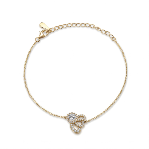 Ornella - Armbånd med moissanite, floral halo og justerbar kæde
