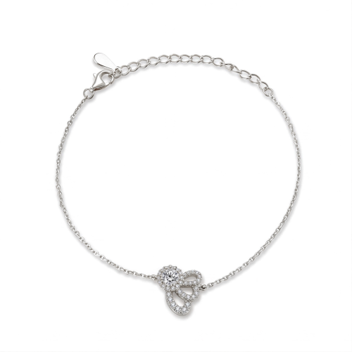 Ornella - Armbånd med moissanite, floral halo og justerbar kæde