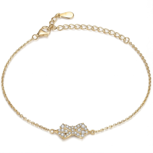 Gleamique - Armbånd med moissanite, sløjfemotiv og justerbar kæde