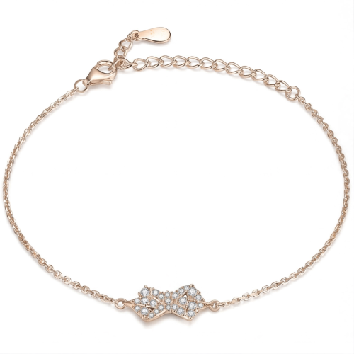 Gleamique - Armbånd med moissanite, sløjfemotiv og justerbar kæde