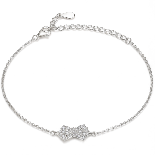 Gleamique - Armbånd med moissanite, sløjfemotiv og justerbar kæde