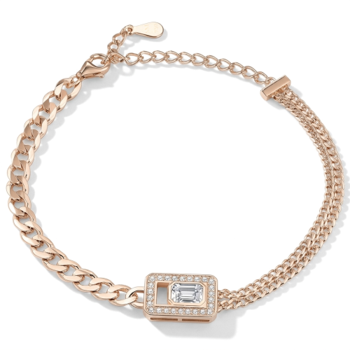 Verdura - Armbånd med moissanite i smaragdslibning og halodesign