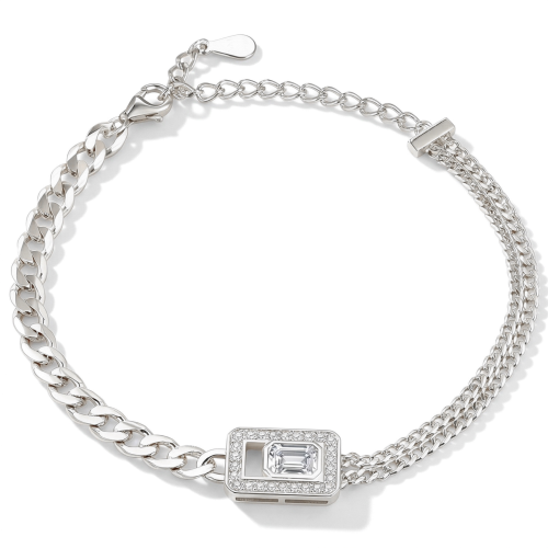Verdura - Armbånd med moissanite i smaragdslibning og halodesign