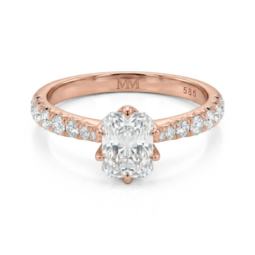 Lumiere - Ring med moissanite i radiantslibning og pavéfattede sten