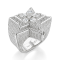 Zenith - Herrering med stjernemotiv, moissanite med dråbeformet slibning og pavéfatning