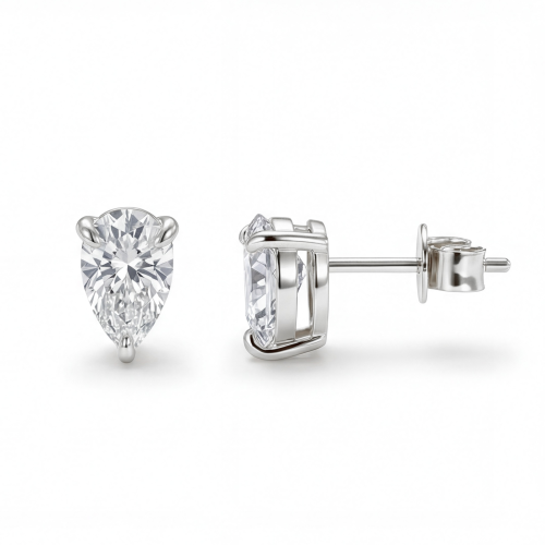 Droplet - Ørestikker med moissanite i dråbeformet slibning