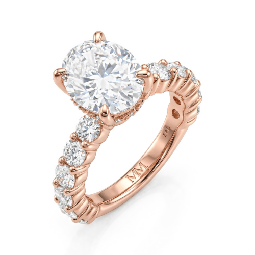 Majestica - Ring med oval moissanite og sidesten