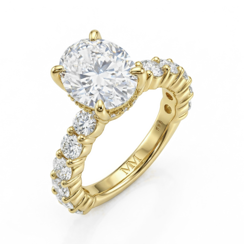 Majestica - Ring med oval moissanite og sidesten