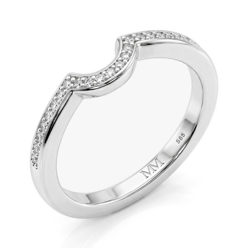 Cirquette - Buet vielsesring med moissanite og accentsten Cirquette - Buet vielsesring med moissanite og accentsten
