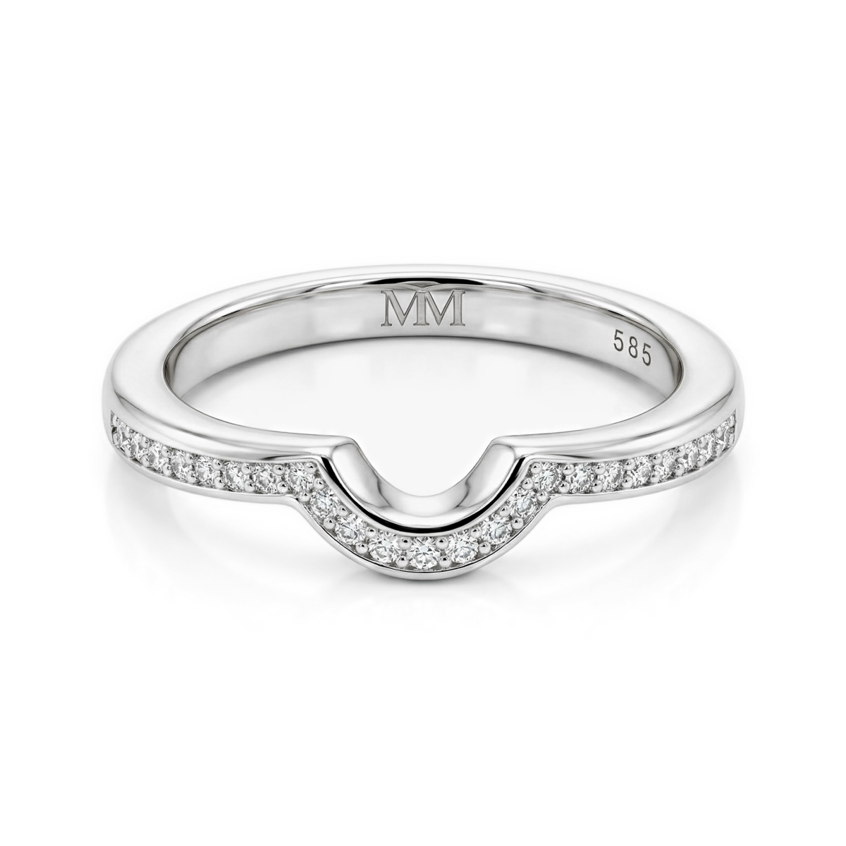 Cirquette - Buet vielsesring med moissanite og accentsten