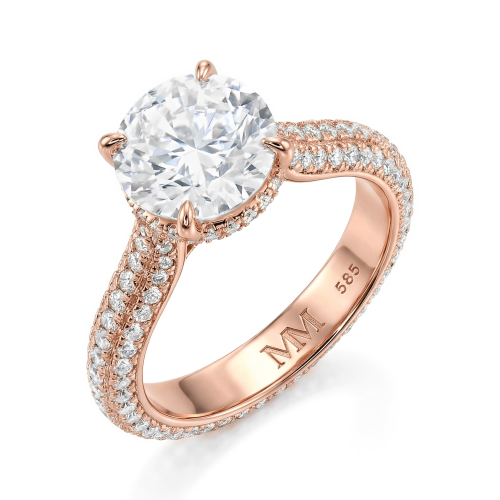 Cassiane - Forlovelsesring med moissanite og pavéfattede accentsten
