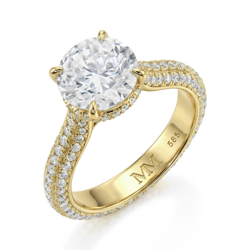 Cassiane - Forlovelsesring med moissanite og pavéfattede accentsten