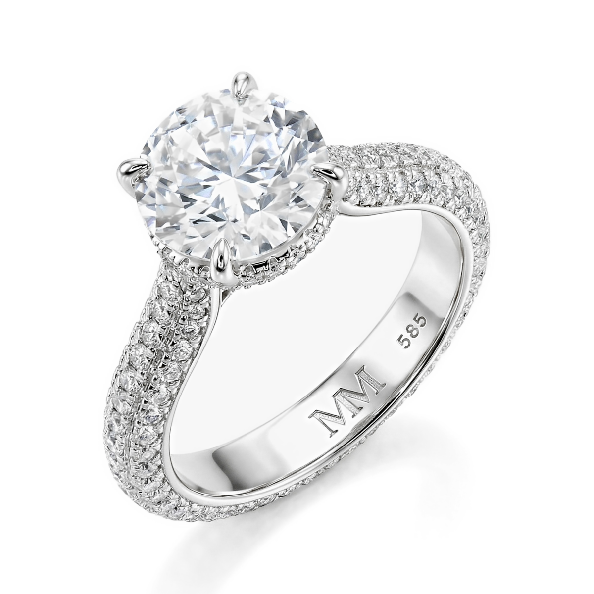 Cassiane - Forlovelsesring med moissanite og pavéfattede accentsten
