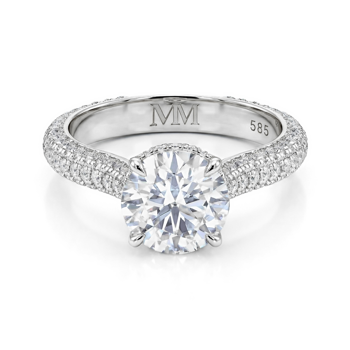Cassiane - Forlovelsesring med moissanite og pavéfattede accentsten