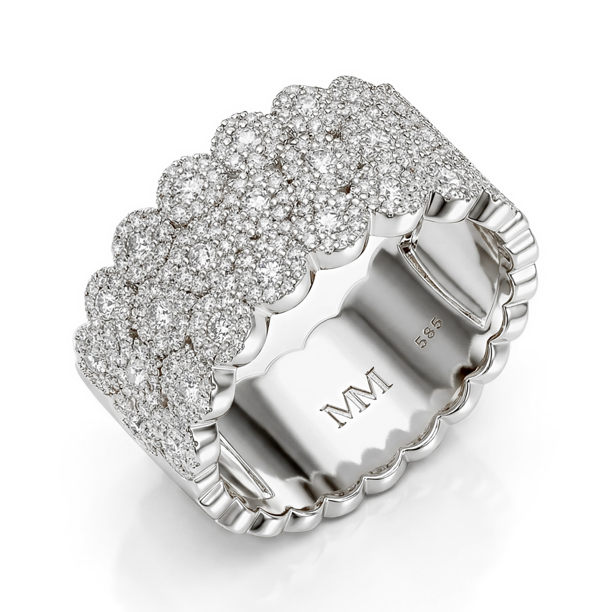Cresta - Bred pavéfattet forlovelsesring med moissanite