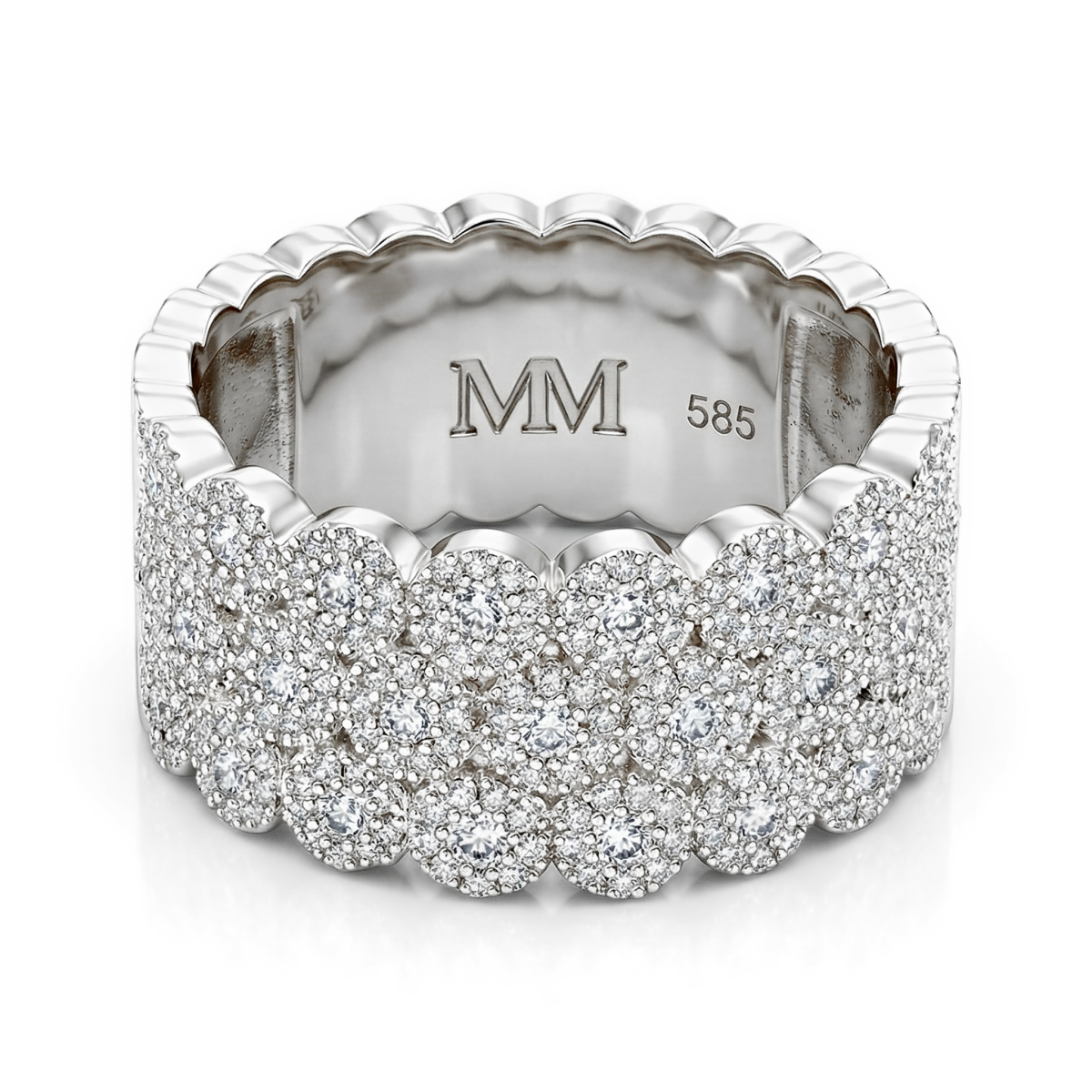 Cresta - Bred pavéfattet forlovelsesring med moissanite