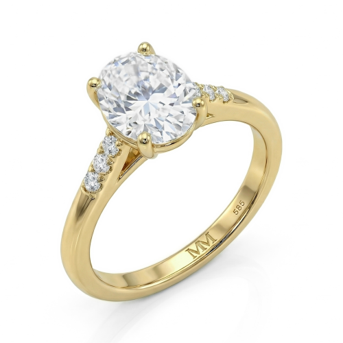 Mirage - Forlovelsesring med moissanite i oval slibning og pavéfattede sidesten