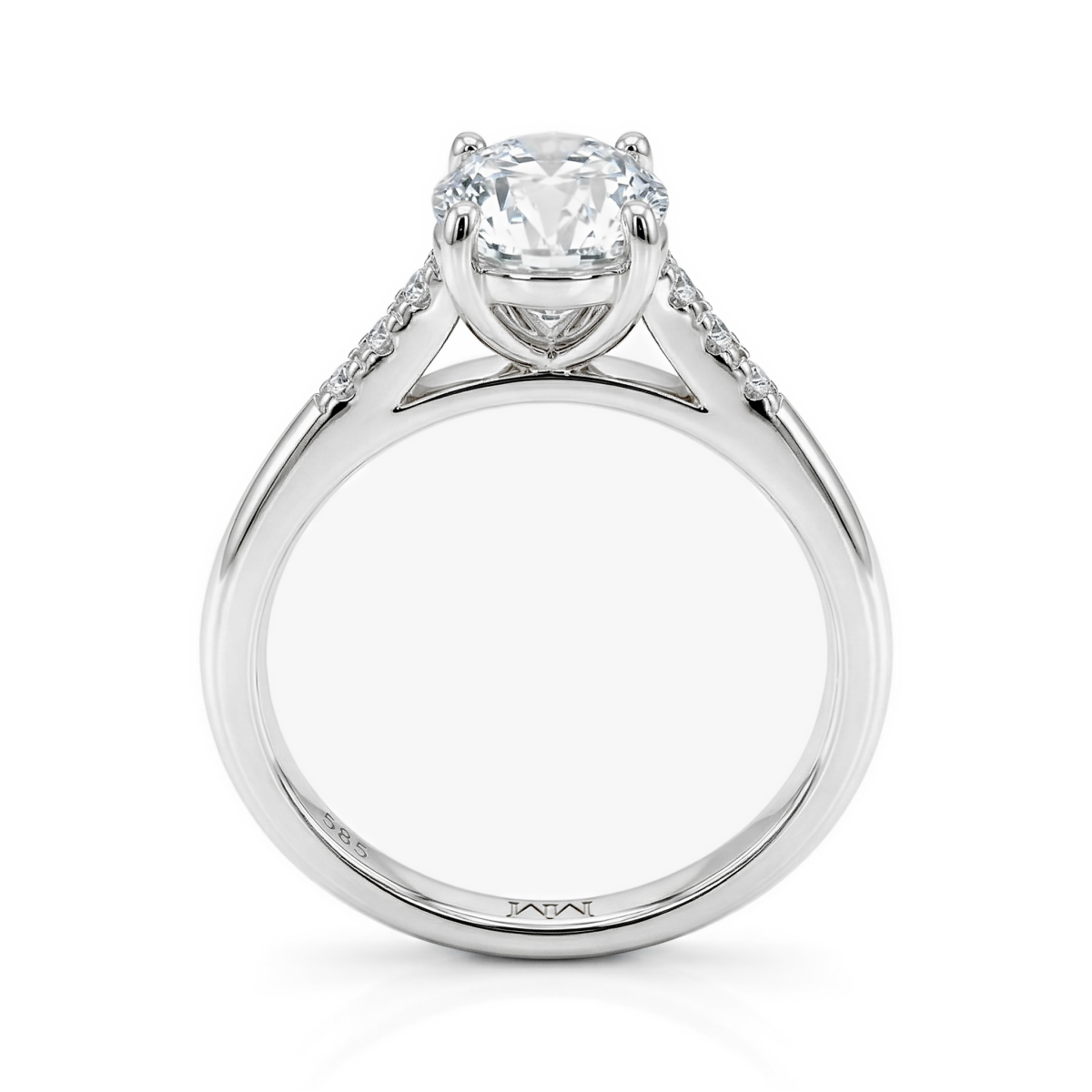 Mirage - Forlovelsesring med moissanite i oval slibning og pavéfattede sidesten