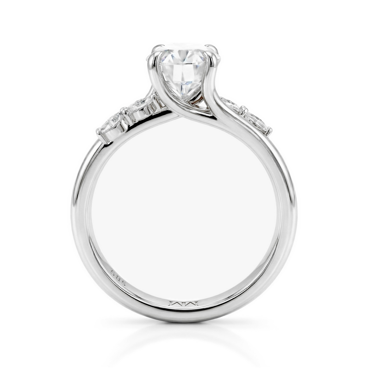 Viviette - Forlovelsesring med oval moissanite og marquiseaccentsten