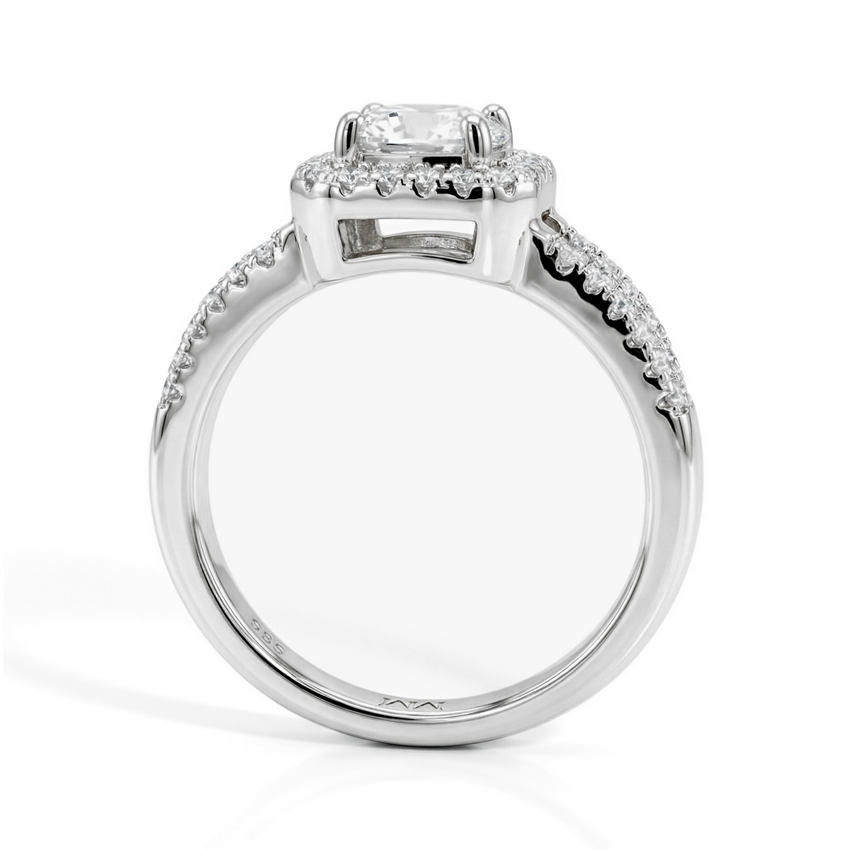 Evora – Haloring med moissanite og delt ringskinne