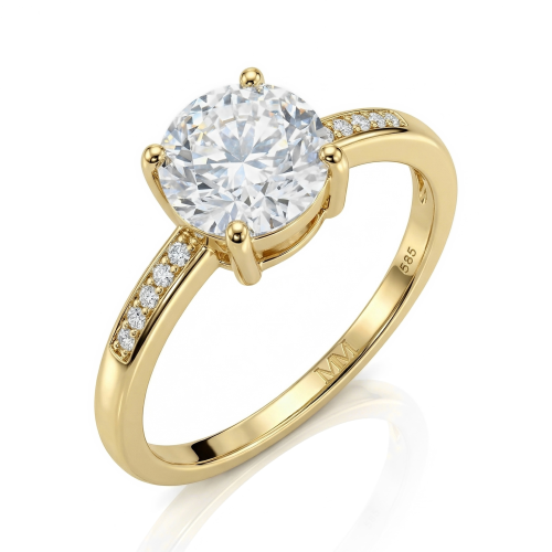 Ophelia - Forlovelsesring med moissanite og pavéfattede sidesten